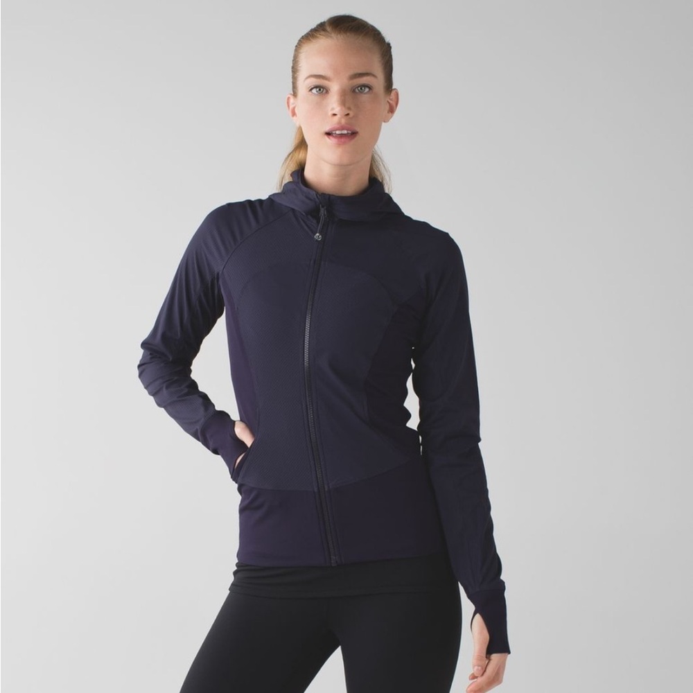 NWT! Lululemon In Flux Hoodie Sweater Jacket - Black Grape - 2